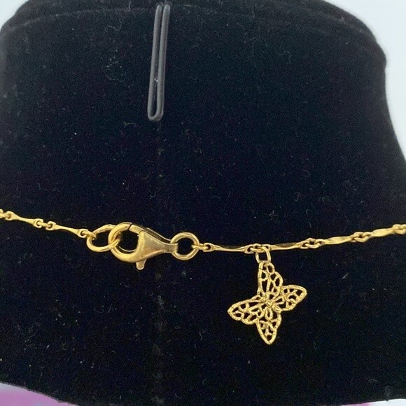 Vintage Gold Tone Over Sterling Silver Butterfly Pearl Necklace - Picture 6 of 7